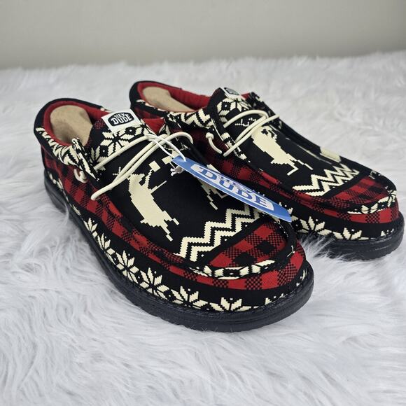 Hey Dude Wally Holiday Cheers Men\'s Size 10 Black Red Shoes Christmas Dudes main image 4